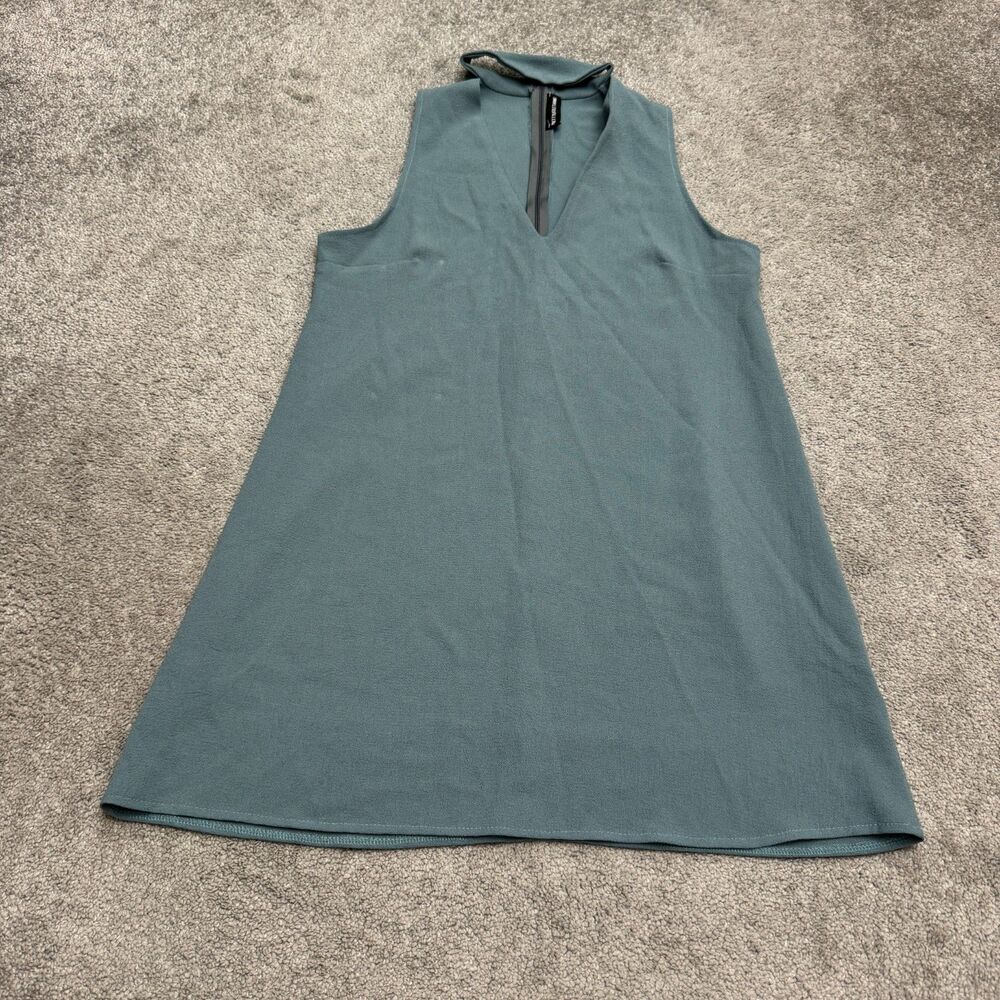 PrettyLittleThing PLT Sleeveless Shift Mini Dress Womens 4 UK 8 Blue Choker Neck